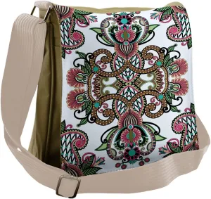 Lunarable Oriental Messenger Bag, Medieval Design Swirls, Unisex Cross-body