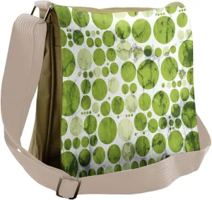 Lunarable Polka Dots Messenger Bag, Irregular Form Cluster, Unisex Cross-body