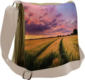 Lunarable Rustic Messenger Bag, Crop Land at Dramatic Sunset, Unisex Cross-body