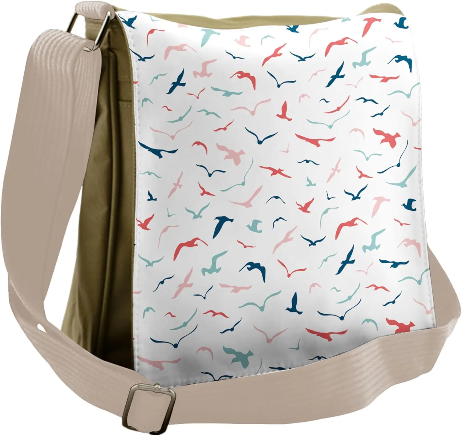 Lunarable Seagulls Messenger Bag, Group of Seabird Feeders, Unisex Cross-body