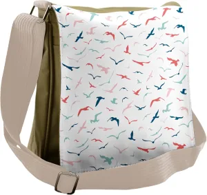 Lunarable Seagulls Messenger Bag, Group of Seabird Feeders, Unisex Cross-body