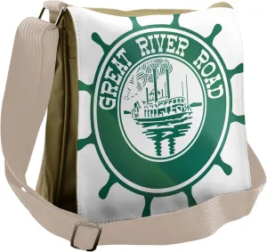 Lunarable Ships Wheel Messenger Bag, USA River Mississippi, Unisex Cross-body