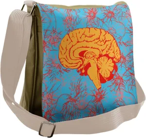 Lunarable Surrealistic Messenger Bag, Orange Human Brain, Unisex Cross-body