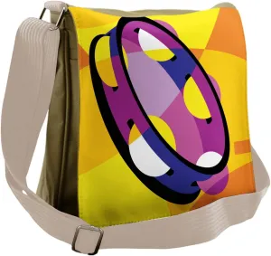 Lunarable Tambourine Messenger Bag, Boho Oriental Instrument, Unisex Cross-body