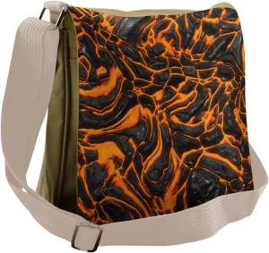 Lunarable Volcano Messenger Bag, Vibrant Molten Lava Flow, Unisex Cross-body