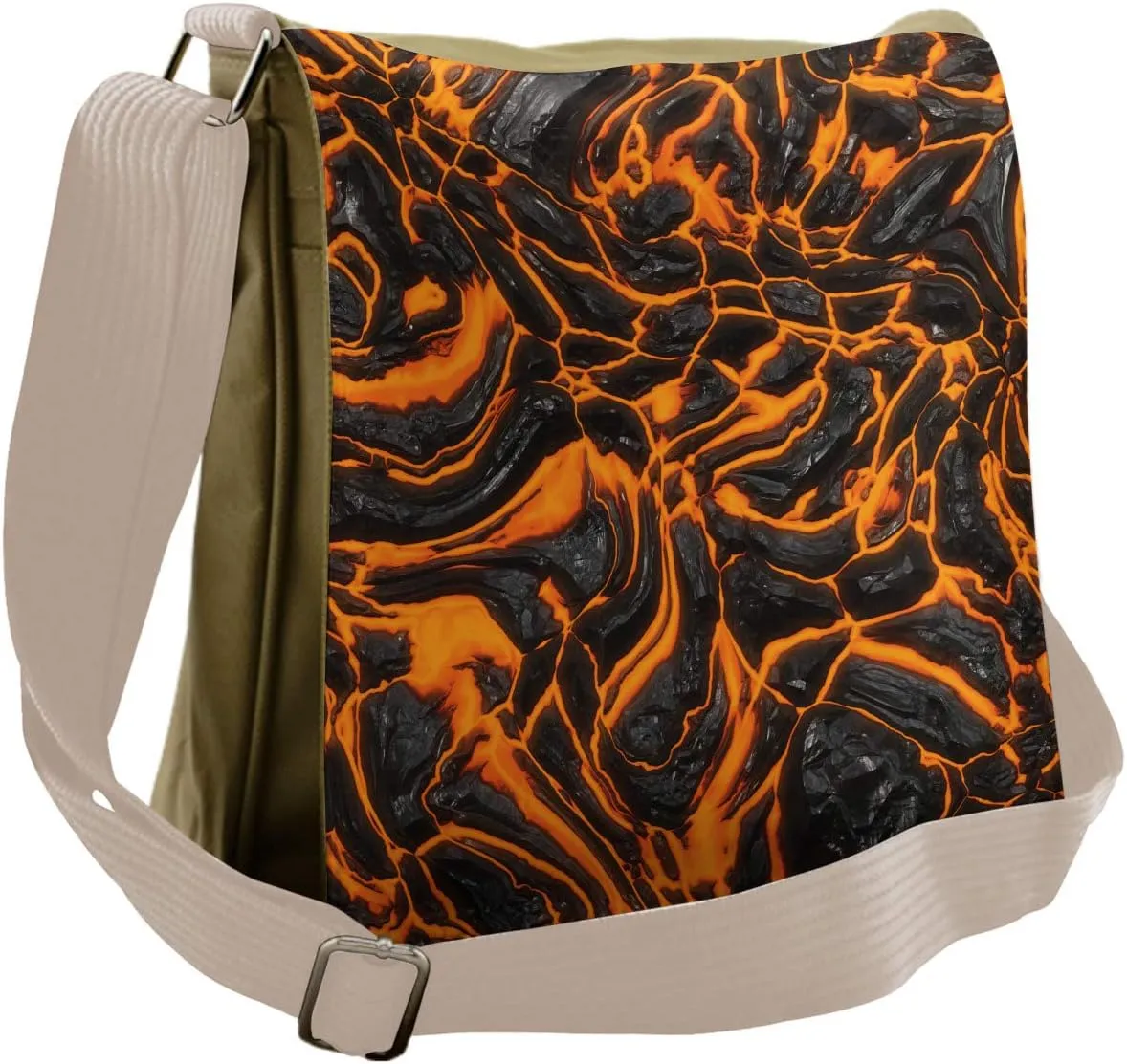 Lunarable Volcano Messenger Bag, Vibrant Molten Lava Flow, Unisex Cross-body