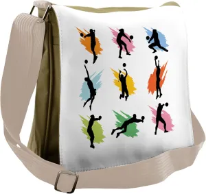 Lunarable Volleyball Messenger Bag, Sports People Silhouette, Unisex Cross-body