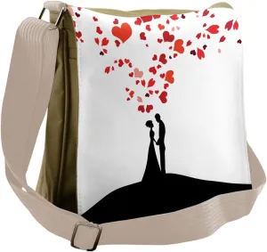Lunarable Wedding Messenger Bag, Celebratory Silhouettes, Unisex Cross-body