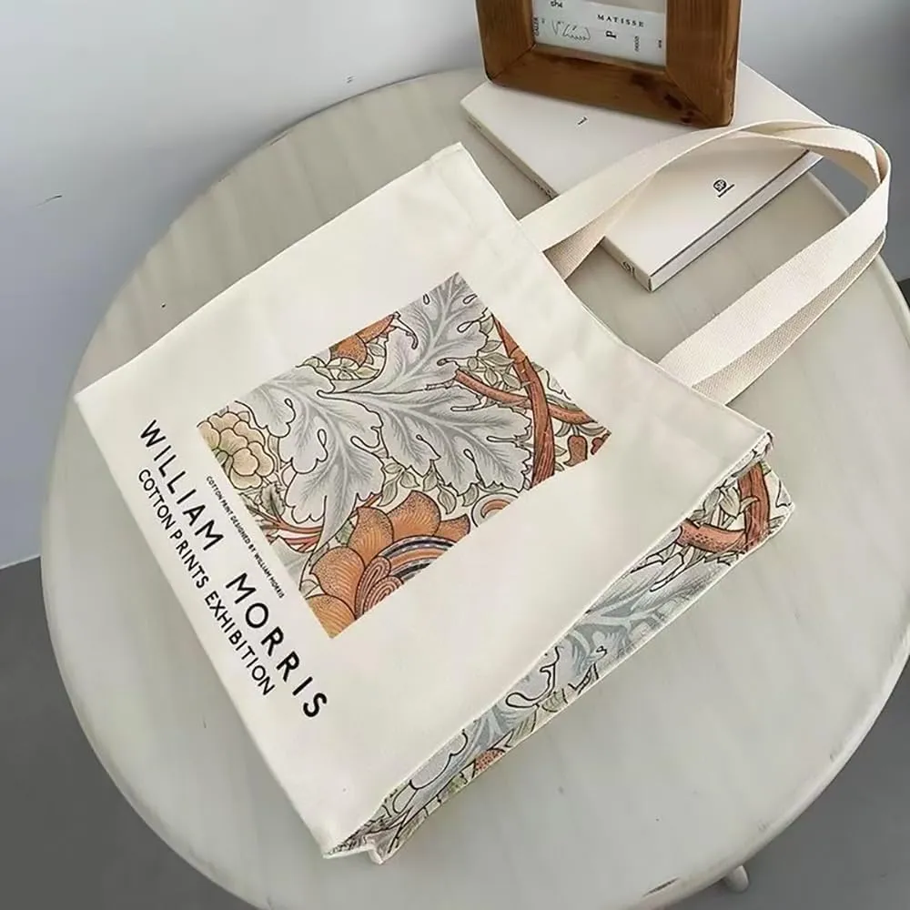LZ Handbag Tote Bag Large Capacity Women's Canvas Bag Shopping Monet Oil Painting With Zipper Library, Carry Laptop