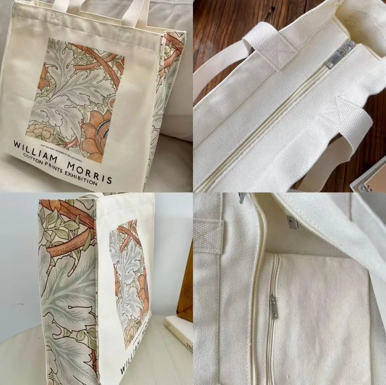 LZ Handbag Tote Bag Large Capacity Women's Canvas Bag Shopping Monet Oil Painting With Zipper Library, Carry Laptop