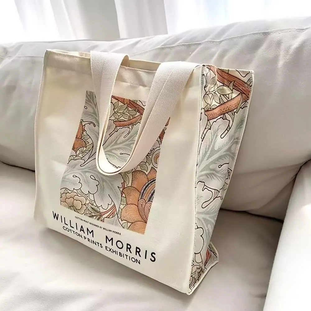 LZ Handbag Tote Bag Large Capacity Women's Canvas Bag Shopping Monet Oil Painting With Zipper Library, Carry Laptop