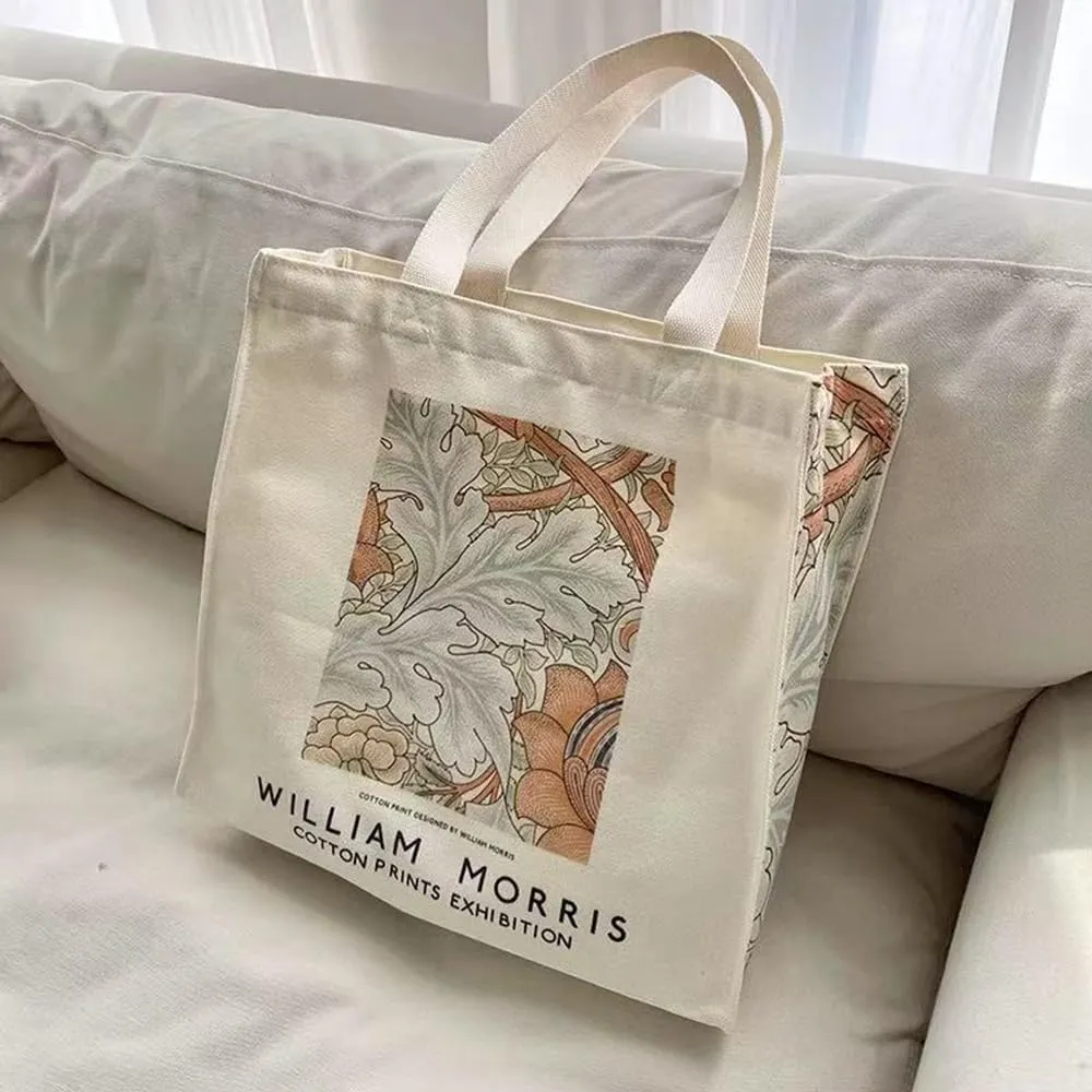 LZ Handbag Tote Bag Large Capacity Women's Canvas Bag Shopping Monet Oil Painting With Zipper Library, Carry Laptop