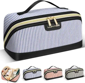 Makeup Bag Large Capacity Travel Make Up Bag, Makeup Organizer Cosmetic Bags for Women Travel Toiletry Bag for Women Skincare Bag with Handle and Divider