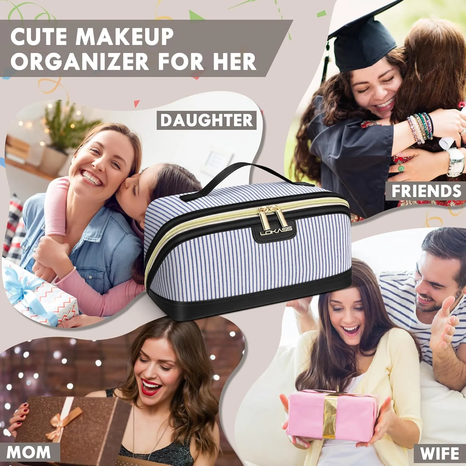 Makeup Bag Large Capacity Travel Make Up Bag, Makeup Organizer Cosmetic Bags for Women Travel Toiletry Bag for Women Skincare Bag with Handle and Divider
