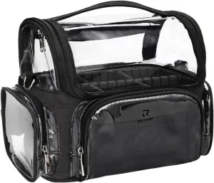 Makeup Brush Case Stand-up Makeup Cup Makeup Brush Holder Travel Professional Cosmetic Bag Artist Storage Bag with Shoulder Strap and Adjustable Divider (02-Black（X Large）)