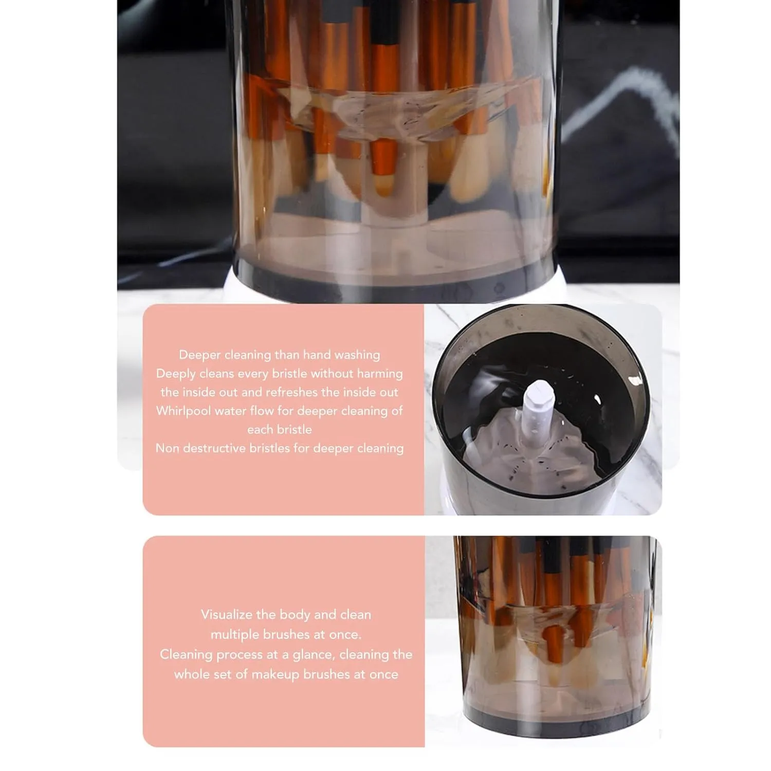 Makeup Brush Cleaner Machine Electric Cosmetic Supplies Cleaner for Professional Makeup Artists (Grey)