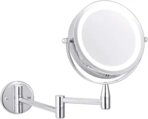 Makeup Mirror 6 Inch Makeup Mirror LED 1X & 3X/5X/7X/10X Magnification Wall Mounted Adjustable Makeup Mirror Dual Arm Extension 2- Face Cosmetic Mirror,Concealed Wiring (Size : 3X)