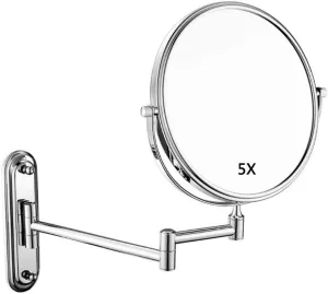 Makeup Mirror Vanity Mirror Bathroom Wall Mounted 5X Magnification Double-Sided Mirrors 360° Rotating Extendable Cosmetic Mirror (Color : A, Size : 8 inch)