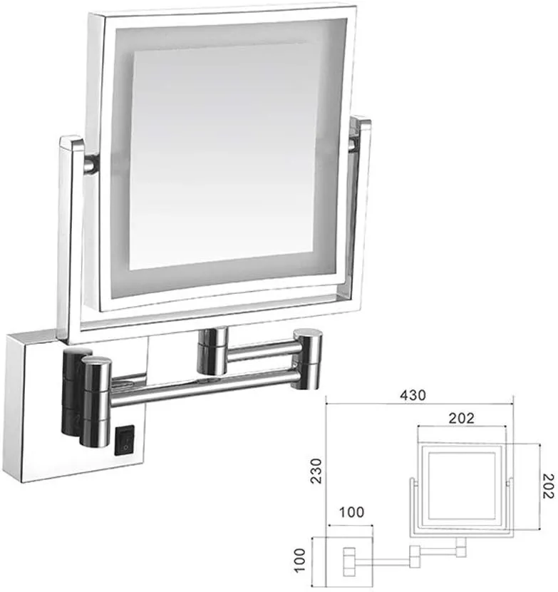 Makeup Mirror with Led Lights and Magnification USB Charging Illuminated Vanity Mirror Two Sided 3X Magnifying Extendable Arm Chrome Finish Makeup and Shaving(#5)