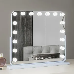 Makeup Mirror With LED Lights, Square Vanity Mirror With Light Bulb，Illuminated Tabletop Vanity Mirror, Touch Control Large Cosmetic Vanity Mirror, 360°Rotating Cosmetic Mirror, Golden ( Color : White