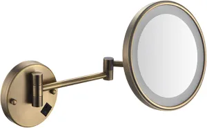 Makeup Mirror with Lights and 10X Magnification LED Wall Mounted Bathroom Vanity Mirror Swivel Extendable Shaving Mirror Brass USB (Color : Black, Size : USB)