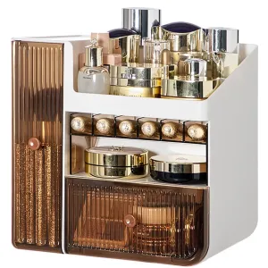 Makeup Organizer, Cosmetic Storage Box with Drawers for Vanity, Cosmetic Skincare Display Cases for Dresser, Countertop