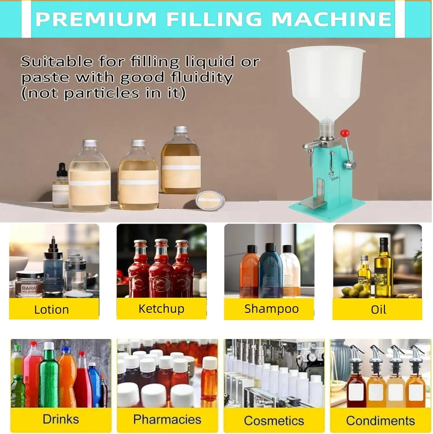 Manual Paste Liquid Filling Machine,5-50ml Filling Machine,Adjustable Bottle Filling Machine with Transparent, Lightweight Design for Liquid Paste Cosmetic Cream Drink A03 pro - Green