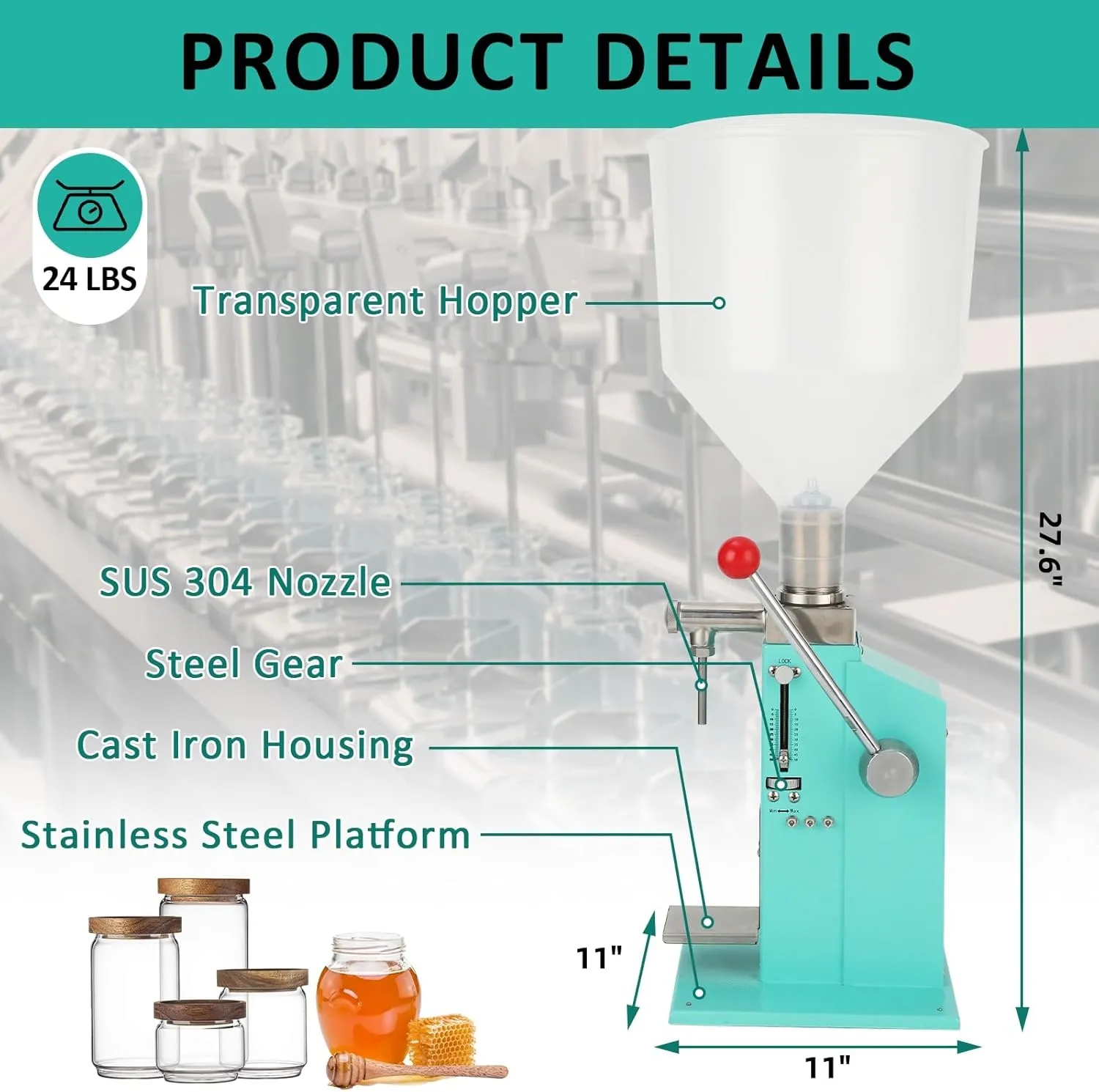 Manual Paste Liquid Filling Machine,5-50ml Filling Machine,Adjustable Bottle Filling Machine with Transparent, Lightweight Design for Liquid Paste Cosmetic Cream Drink A03 pro - Green