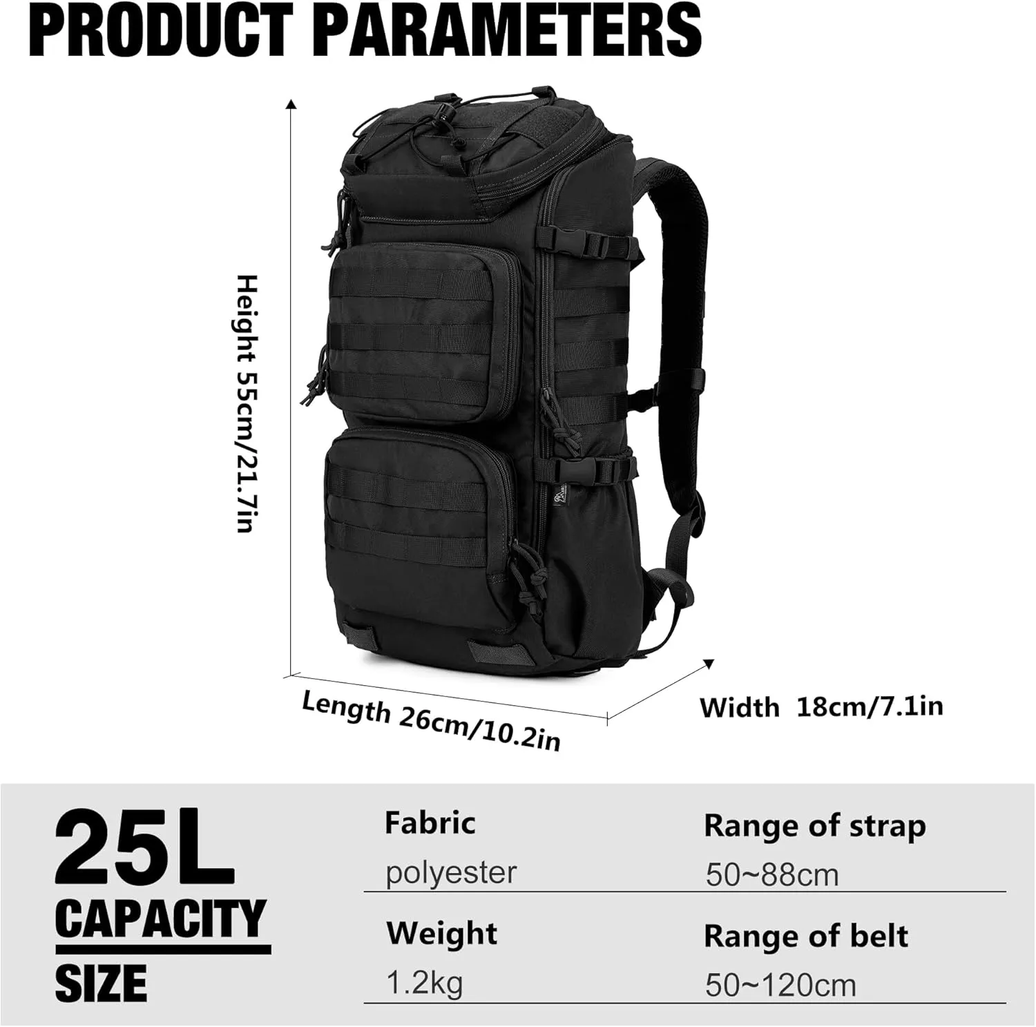Mardingtop Tactical Backpacks Molle Hiking daypacks for Motorcycle Camping Hiking Military Traveling,25L Backpack