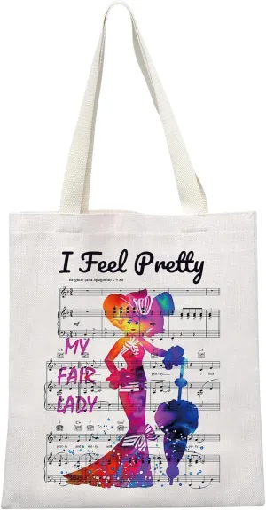 MEIKIUP My Fair Lady Musical Inspired Gift I Feel Pretty Musical Tote Bag Musical Lover Shoulder Bag