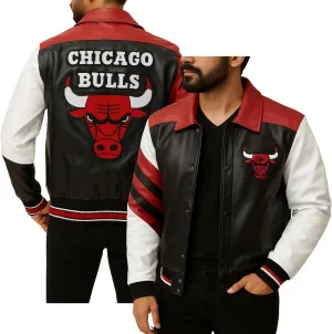 Men Chicago Vintage Baseball Bomber Bull Leather Jacket Ultra Game Letterman Baseball Varsity Leather Bull Jacket