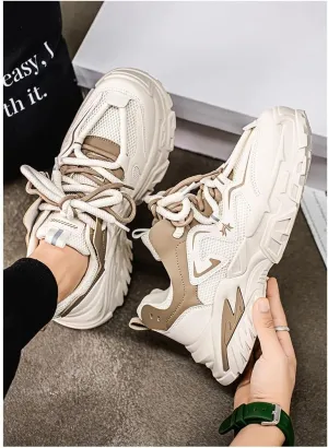 Men's Casual Sports Shoes with Breathable mesh Surface, Thick Sole, wear-Resistant, Anti-Slip and Fashionable for Outdoor use
