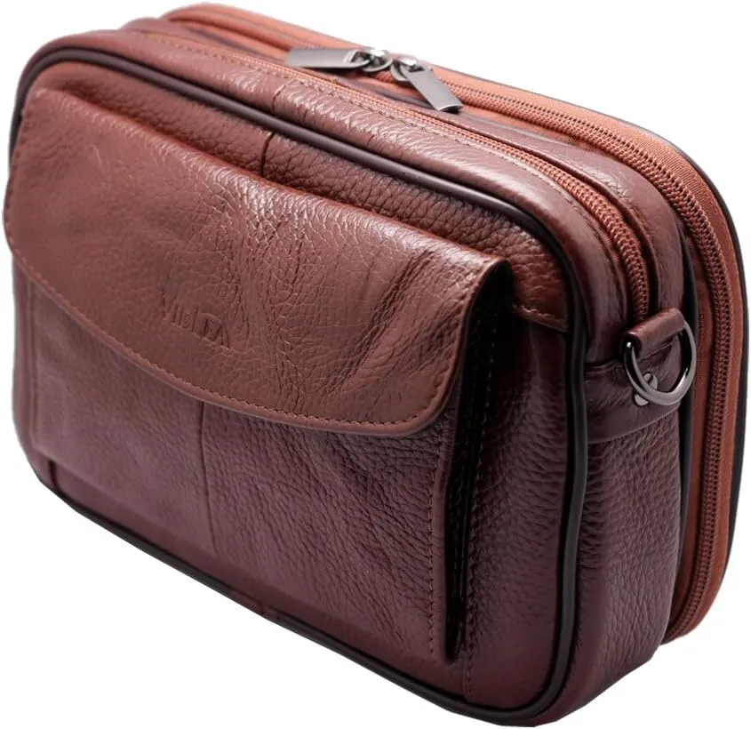 Mens Handbag Genuine Leather Crossbody Shoulder Messenger Bag Organizer Checkbook Wallet Purse