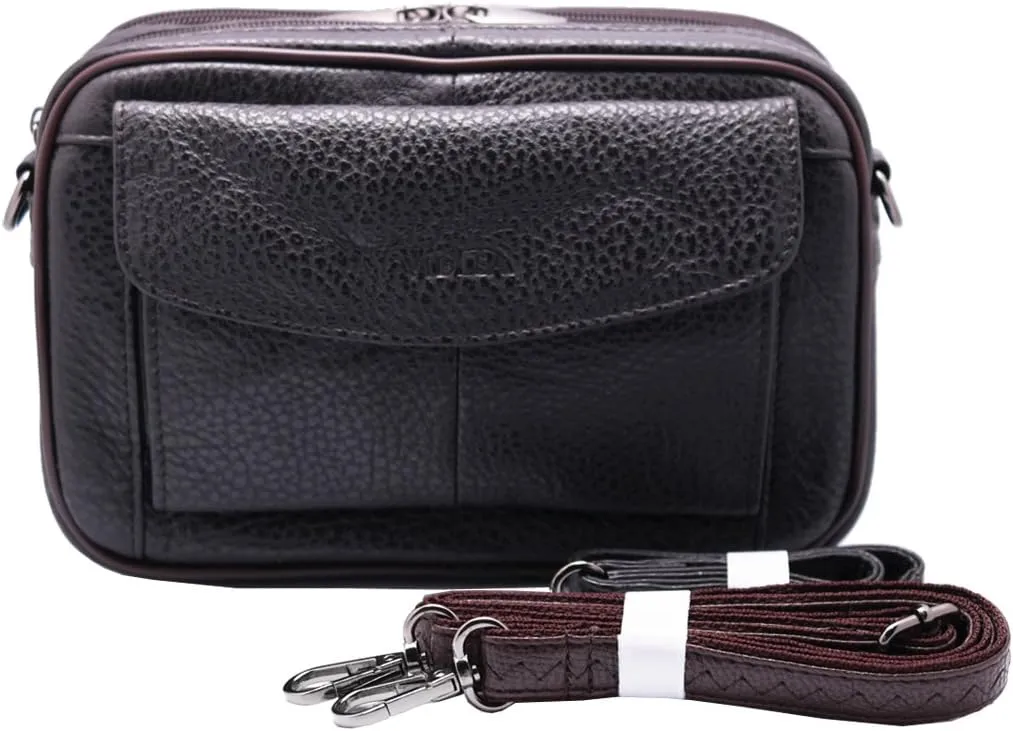 Mens Handbag Genuine Leather Crossbody Shoulder Messenger Bag Organizer Checkbook Wallet Purse
