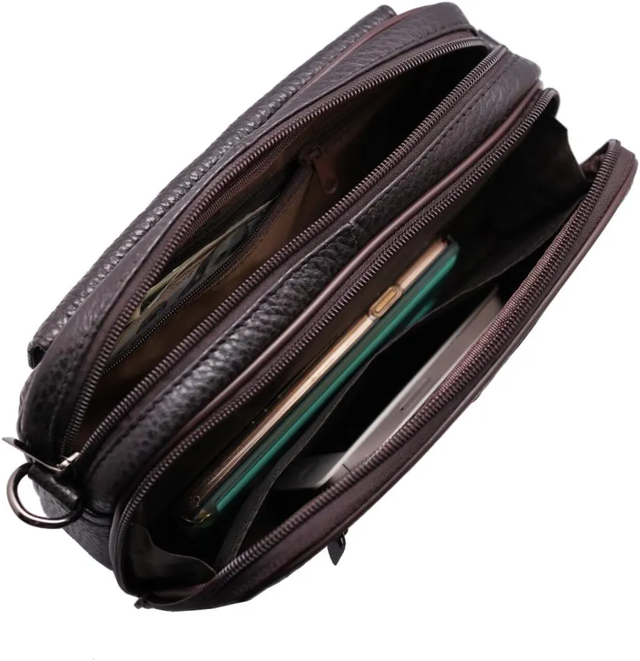 Mens Handbag Genuine Leather Crossbody Shoulder Messenger Bag Organizer Checkbook Wallet Purse