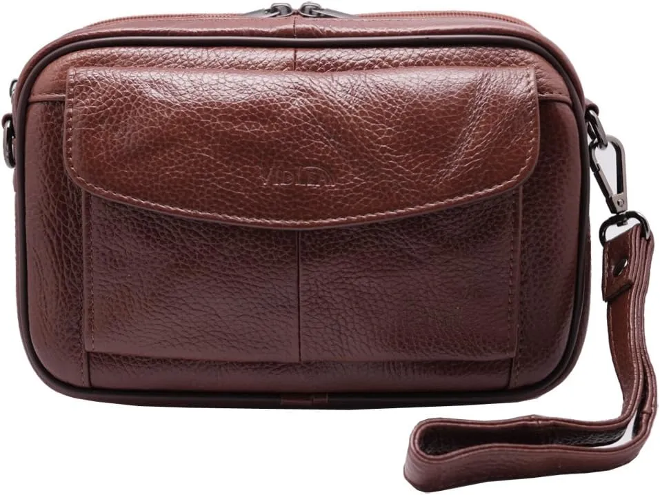 Mens Handbag Genuine Leather Crossbody Shoulder Messenger Bag Organizer Checkbook Wallet Purse