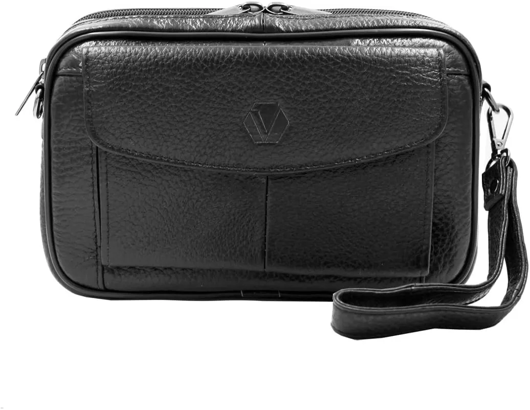Mens Handbag Genuine Leather Crossbody Shoulder Messenger Bag Organizer Checkbook Wallet Purse