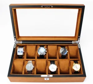 Mens Jewellery Box Watch Storage Box 5/12/18 grids Watch Boxes Solid Wood Watch Box Watch Storage Box Transparent Window Soft Felted Interior Applicable Personal Watch Counter Display Window Storage
