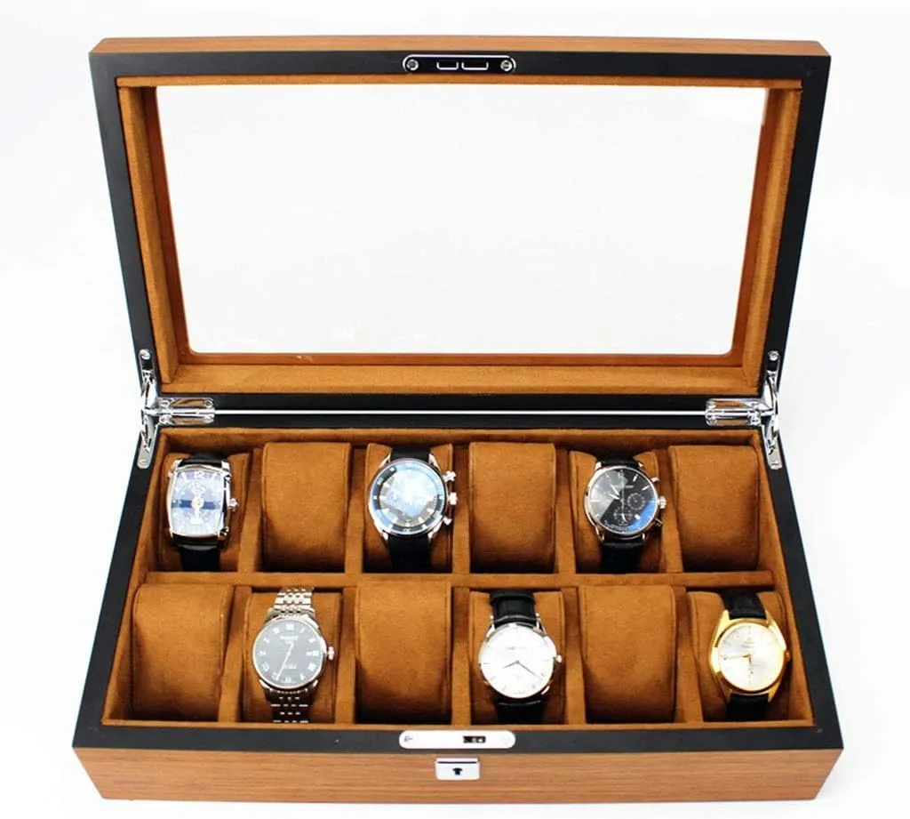 Mens Jewellery Box Watch Storage Box 5/12/18 grids Watch Boxes Solid Wood Watch Box Watch Storage Box Transparent Window Soft Felted Interior Applicable Personal Watch Counter Display Window Storage