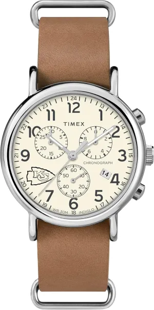 Men's NFL Weekender Chrono 40mm Quartz Leather Strap