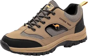 Men's Waterproof Hiking Shoes Lightweight Non Slip Outdoor Cut Top Comfortable Ankle Boots Breathable Hike Trekking Climbing Mountaineering Daily Walking Work Shoes Men