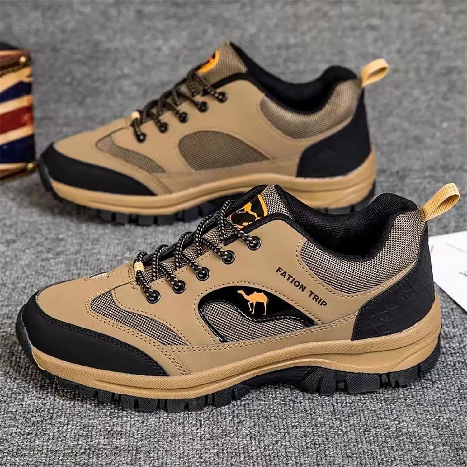 Men's Waterproof Hiking Shoes Lightweight Non Slip Outdoor Cut Top Comfortable Ankle Boots Breathable Hike Trekking Climbing Mountaineering Daily Walking Work Shoes Men