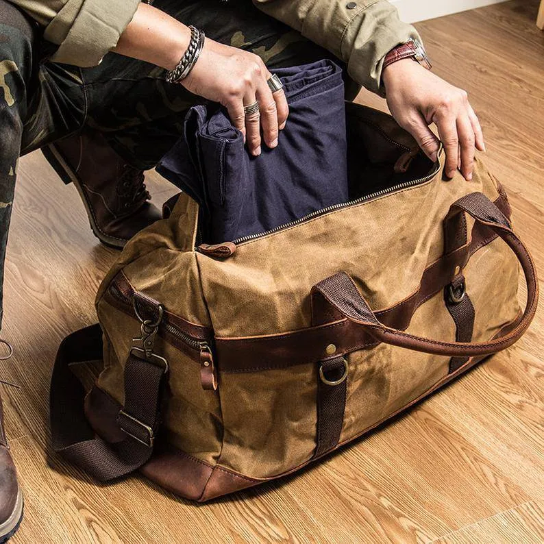 Men's Waxed Canvas Weekender Bag