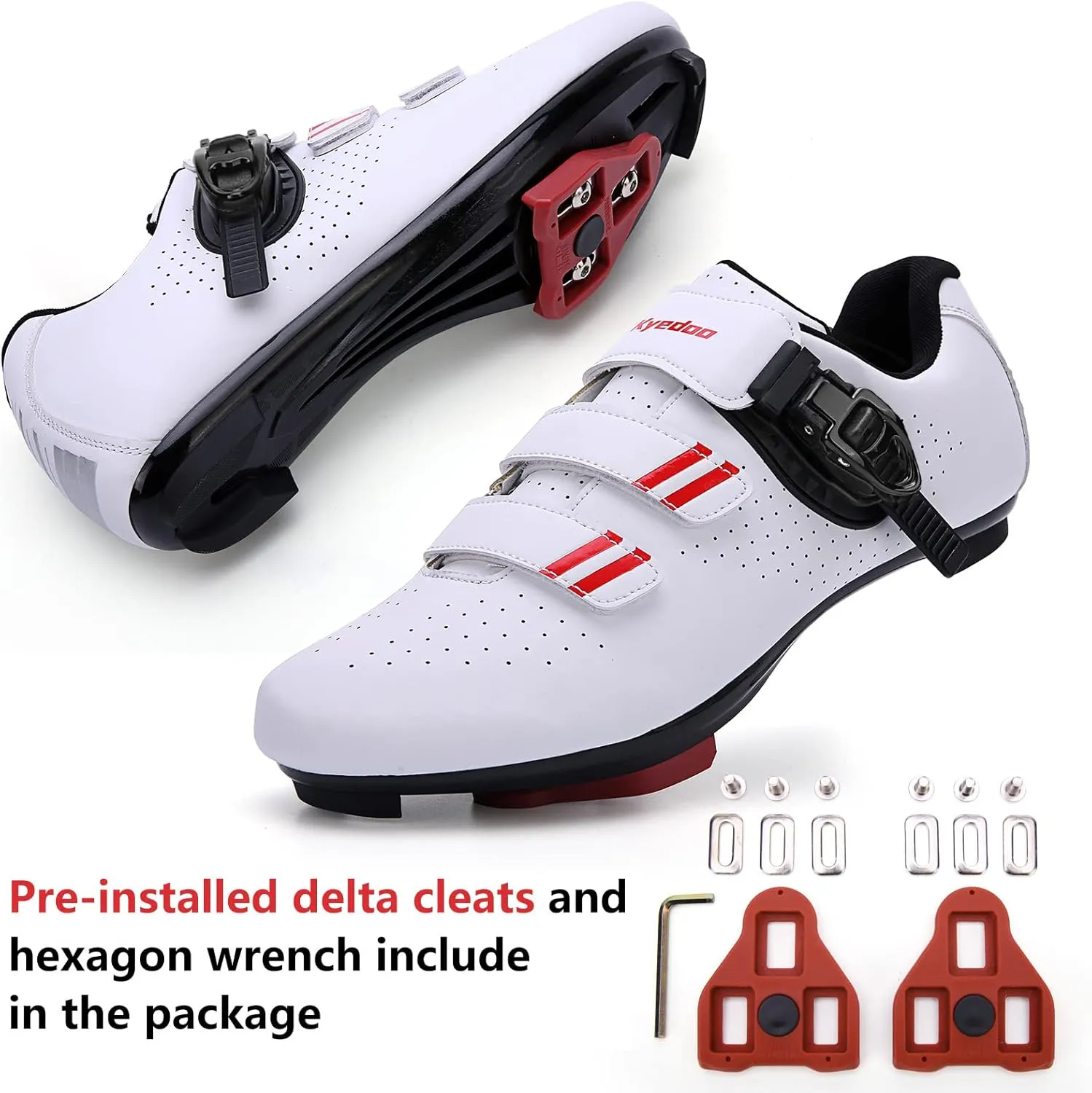 Mens Womens Cycling Shoes Compatible with Pelaton Bike Shoes Road Bike Shoes Riding Bicycle Pre-Installed with Delta Cleats Clip Indoor Outdoor Pedal