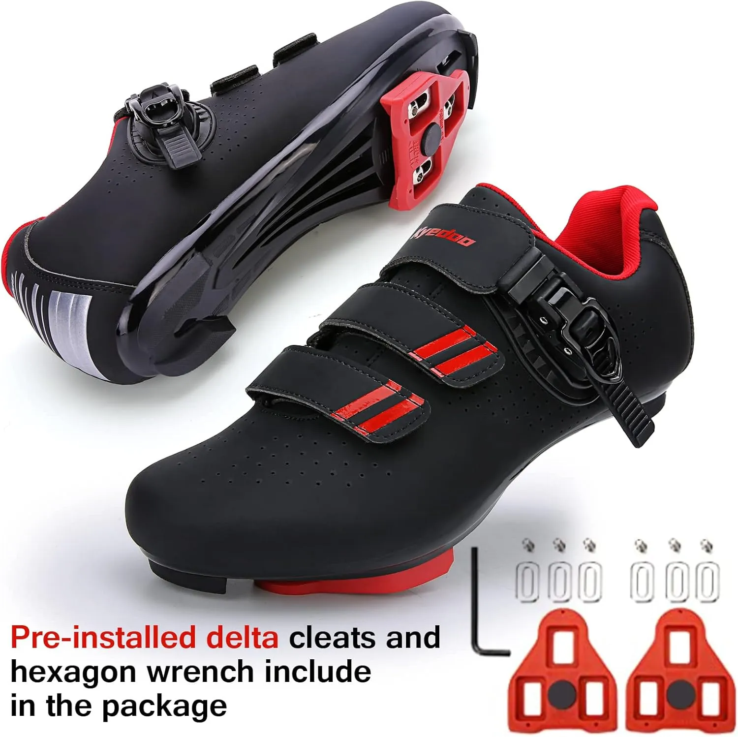Mens Womens Cycling Shoes Compatible with Pelaton Bike Shoes Road Bike Shoes Riding Bicycle Pre-Installed with Delta Cleats Clip Indoor Outdoor Pedal
