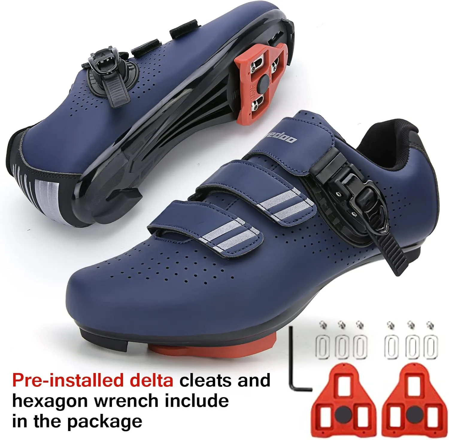 Mens Womens Cycling Shoes Compatible with Pelaton Bike Shoes Road Bike Shoes Riding Bicycle Pre-Installed with Delta Cleats Clip Indoor Outdoor Pedal