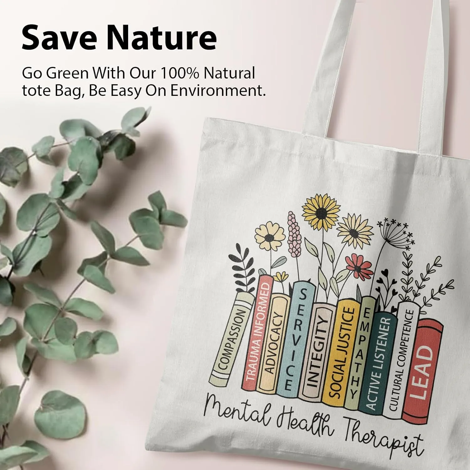 Mental Health Canvas Tote Bag - Aesthetic Canvas Shoulder Bag for Women
