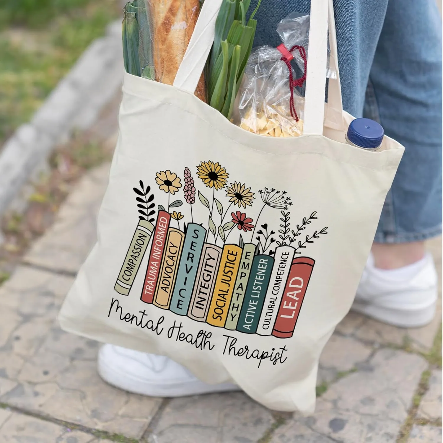 Mental Health Canvas Tote Bag - Aesthetic Canvas Shoulder Bag for Women
