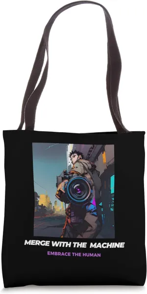 Merge with the Machine, embrace the human Anime Tote Bag