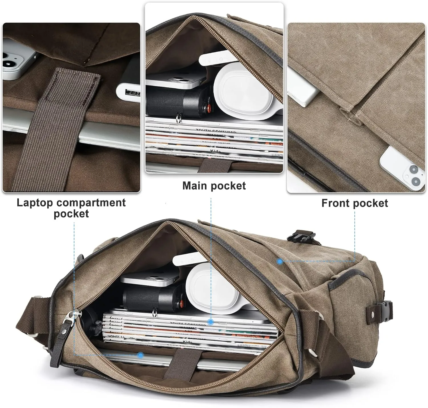 Messenger Bag Men,Waterproof Crossbody Bag,Satchel Shoulder Bag